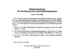 Asylkompromiss: Neufassung des Asylverfahrensgesetzes (1993)